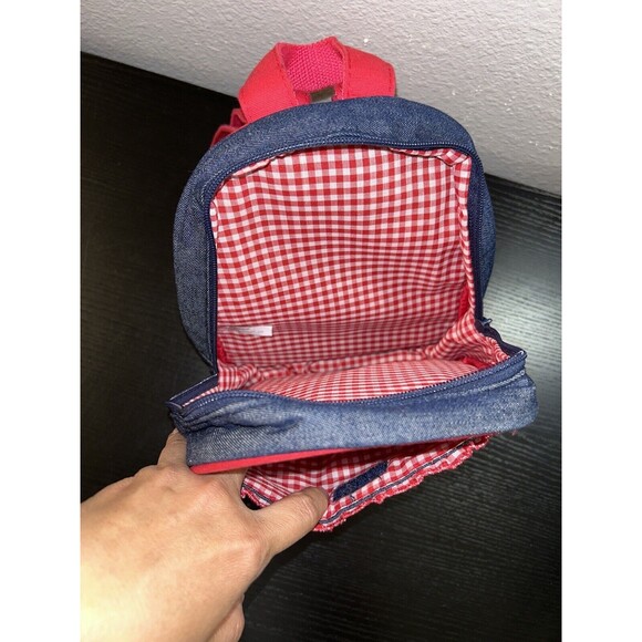 RARE Sanrio Hello Kitty 2008 denim and gingham mini backpack Women’s Kid 8x10”